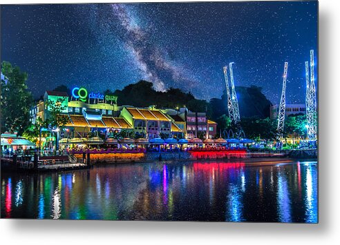 Built Structure Metal Print featuring the photograph Clarke Quay by Pornpisanu Poomdee
