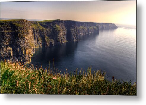 Cliffs Of Moher Metal Print featuring the photograph Cliffs of Moher Distant Sunset by Ryan Moyer