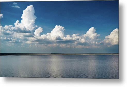 Scenics Metal Print featuring the photograph Cumulus Clouds In Blue Sky by Lifeispixels