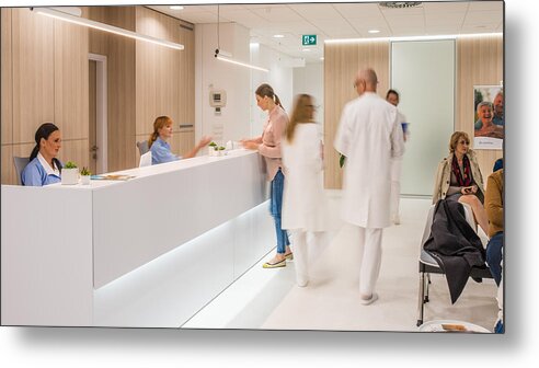 Sweater Metal Print featuring the photograph Doctors walking in clinic by Simonkr