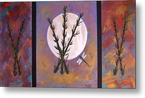 Dragonfly Metal Print featuring the painting Dragonfly Shadow Moon by Cindy Micklos