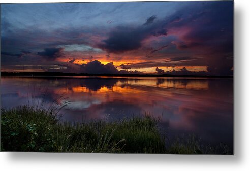 Sunset Metal Print featuring the photograph Dramatic Sunset At The Lake by Todd Aaron