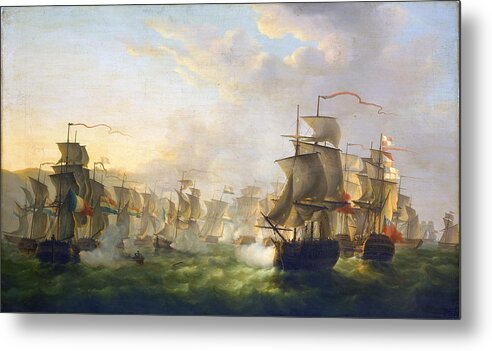Dutch And English Fleets Metal Print featuring the painting Dutch and English Fleets by Martinus Schouman