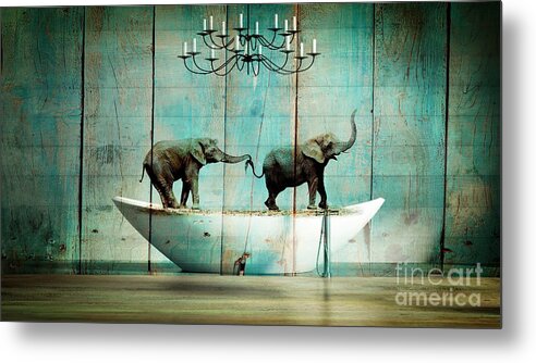 Blue Metal Print featuring the digital art Elefantos by Aimelle Ml