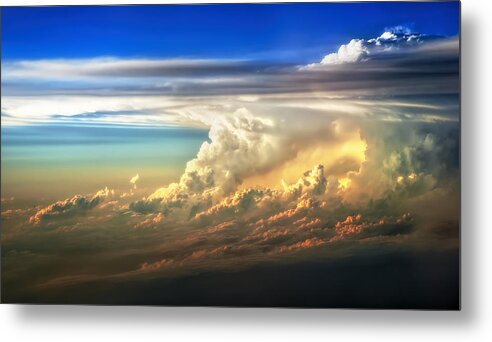 Sunset Metal Print featuring the photograph Fire in the Sky from 35000 Feet by Scott Norris
