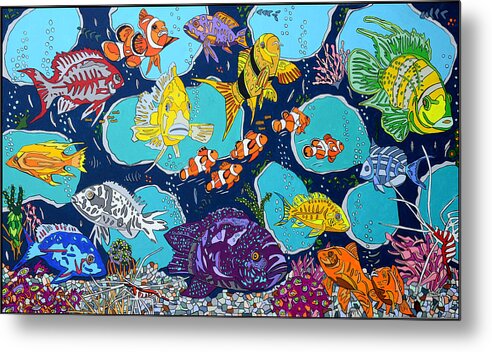 Fish Metal Print featuring the painting Fish Lines by Mike Stanko