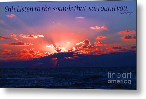 Atlantic Ocean Metal Print featuring the photograph Florida Sunset Beyond the Ocean - Shh by Gena Weiser