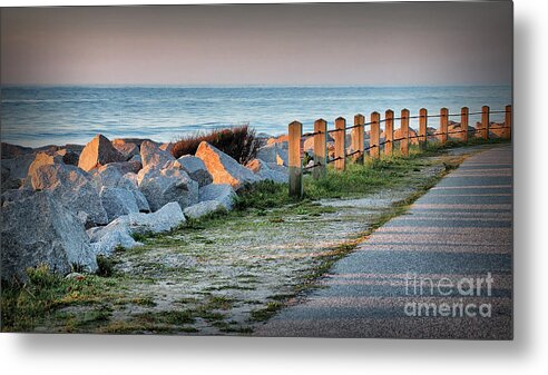 Fort Fisher Metal Print featuring the photograph Fort Fisher Rocks At Sunrise by Phil Mancuso