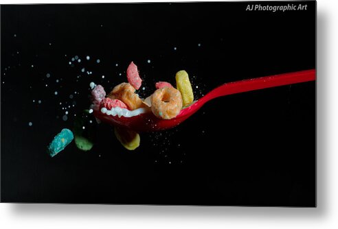 Fruit Loops Metal Print featuring the photograph Fruit Loops Meet Milk by John Hoey