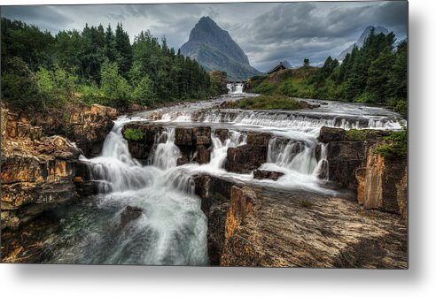 Waterfall Metal Print featuring the photograph Glacier Waterfall by Jaki Miller