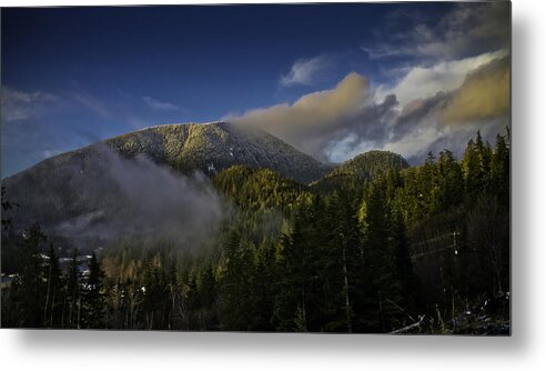 Mountains Metal Print featuring the pyrography Golden hills before sunset. by Timothy Latta