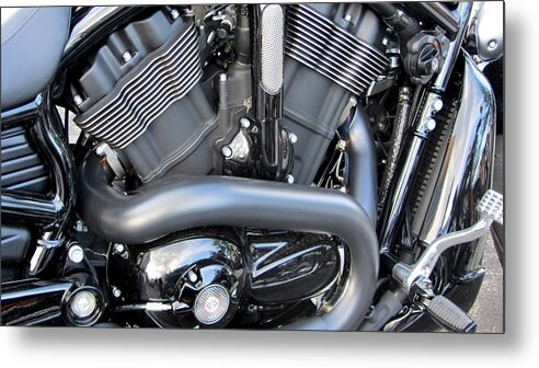 Motorcycles Metal Print featuring the photograph Harley Close-up Engine Close-Up 1 by Anita Burgermeister