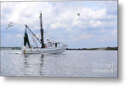 Boat Metal Print featuring the photograph Harvesting the waters by Richard Macquade