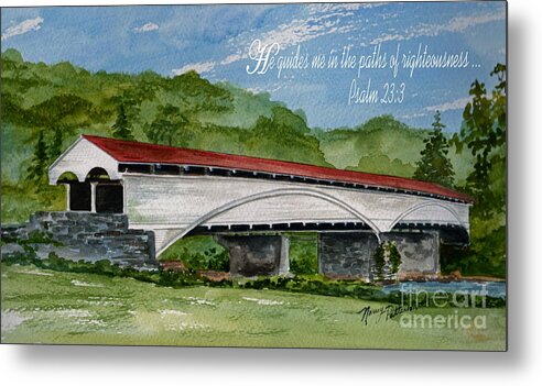 Philippi Covered Bridge Metal Print featuring the painting He Guides by Nancy Patterson