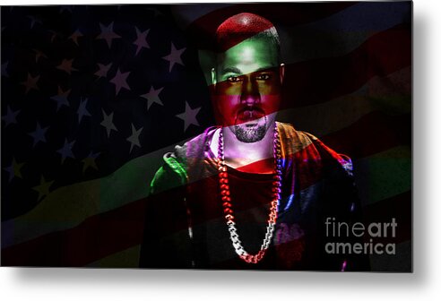 Kanye West Digital Art Metal Print featuring the mixed media Kanye West by Marvin Blaine