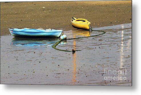 Kayaks Metal Print featuring the photograph Kayaks-Blue and Yellow by Sebastian Mathews Szewczyk