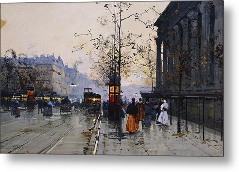 French Metal Print featuring the painting La Madeleine Paris by Eugene Galien-Laloue