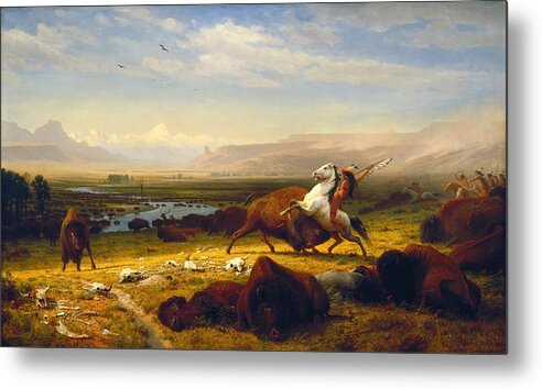 Albert Bierstadt Metal Print featuring the digital art Last Of The Buffalo by Albert Bierstadt