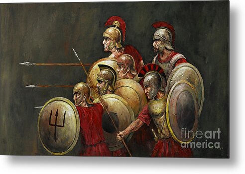 Sparta Metal Print featuring the painting Last stand by Arturas Slapsys