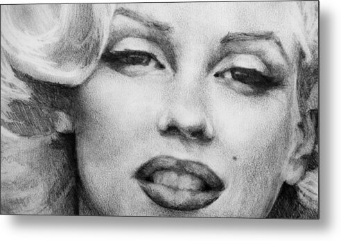 Marilyn Monroe Metal Print featuring the painting Marilyn Monroe - Close Up by Jani Freimann