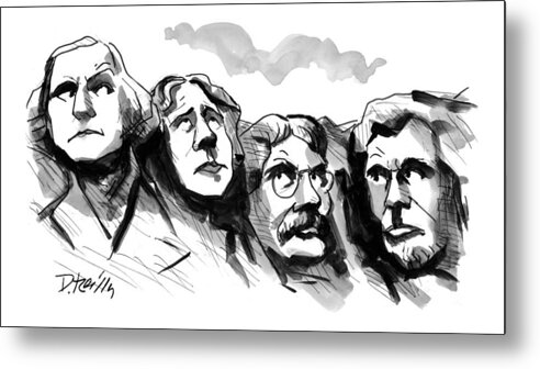 Mount Rushmore Metal Print featuring the drawing New Yorker November 16th, 1998 by Donald Reilly