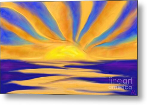 Bright Metal Print featuring the painting Ocean Sunrise by Anita Lewis