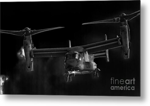 Vtol Metal Print featuring the photograph Osprey Night Ops by Ray Shiu