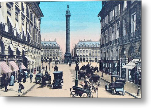 Place Vendome Metal Print featuring the photograph Place Vendome Paris 1910 by Ira Shander