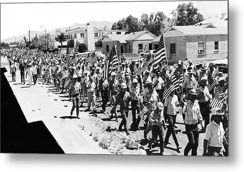 Pro-viet Nam War Marchers Tucson Arizona 1970 Black And White Metal Print featuring the photograph Pro-Viet Nam War marchers Tucson Arizona 1970 black and white by David Lee Guss