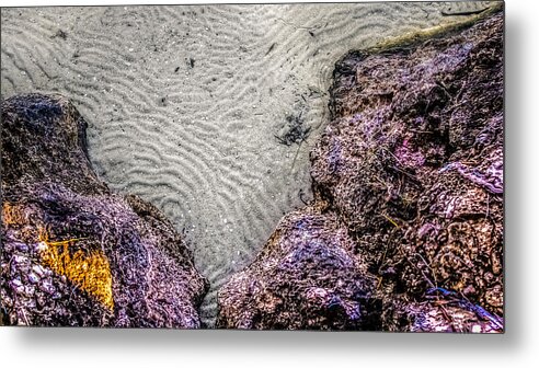 Abstract Metal Print featuring the photograph Rippled Sand and Coral by Traveler's Pics
