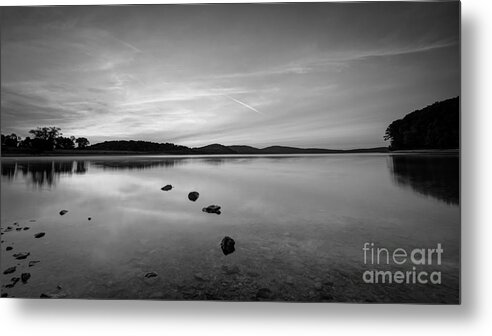 Round Valley At Dawn Metal Print featuring the photograph Round Valley at Dawn bw by Michael Ver Sprill