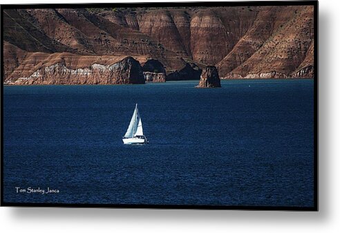 Sailing Metal Print featuring the photograph Sailing At Roosevelt Lake On the Blue Water by Tom Janca