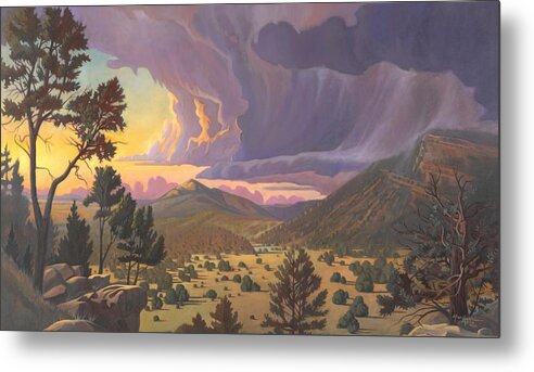 Santa Fe Metal Print featuring the painting Santa Fe Baldy by Art West