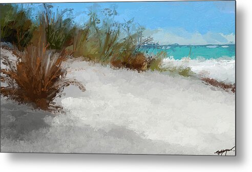 Anthony Fishburne Metal Print featuring the digital art Seascape sand dunes-abstract by Anthony Fishburne
