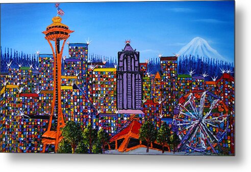 Seatlle Space Needle Metal Print featuring the painting Seattle Space Needle #6 by James Dunbar