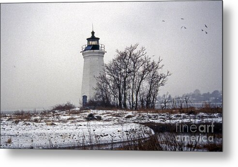Lighthouses Metal Print featuring the photograph Snow And Ice by Skip Willits