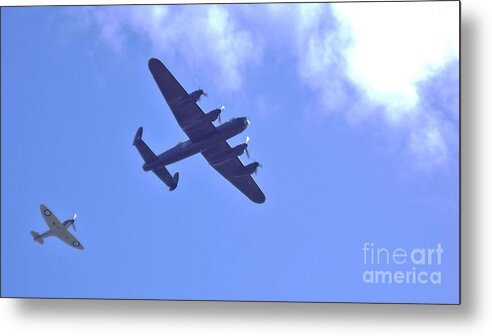Spitfire Metal Print featuring the photograph Spitfire Lancaster Bomber by John Williams