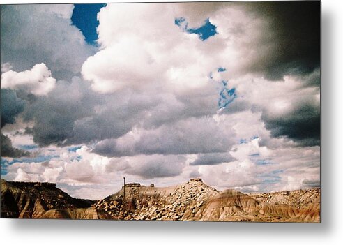 #stormclouds #rockquarry #hugeequipment #hotsummer #arizonainterstate Metal Print featuring the photograph Storm Over Western Desert Quarry by Belinda Lee