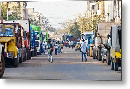 Crowd Metal Print featuring the photograph Streets of african town. by Peeterv