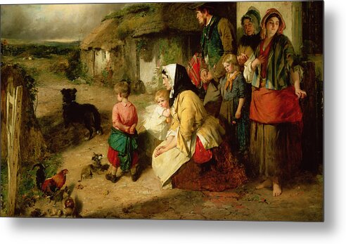 Leaving Home Metal Print featuring the painting The First Break in the Family by Thomas Faed