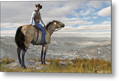Cowboy Metal Print featuring the digital art The High Country by Jayne Wilson