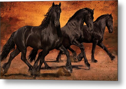 Horses Metal Print featuring the photograph Thundering Hooves by Jean Hildebrant
