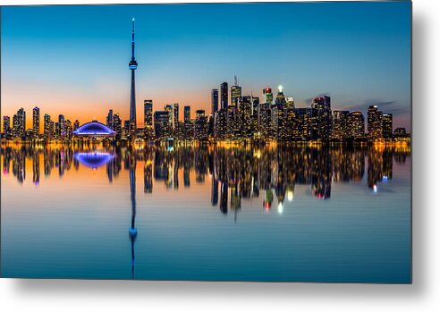 Canada Metal Print featuring the photograph Toronto skyline at dusk by Mihai Andritoiu