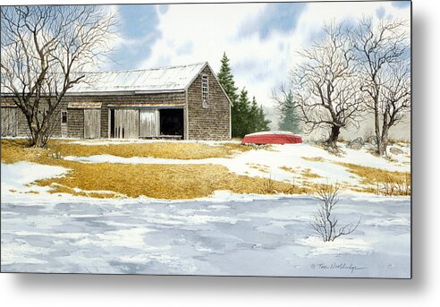 Landscape Metal Print featuring the painting Tuell's Shed by Tom Wooldridge