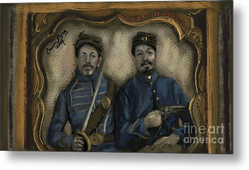 Historical Metal Print featuring the digital art Unidentified Union Soldiers by Carrie Joy Byrnes