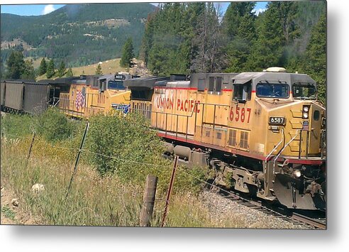 Landscape Metal Print featuring the photograph Union Pacific 6587 by Fortunate Findings Shirley Dickerson