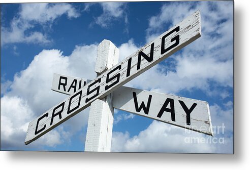 Railway Metal Print featuring the photograph Vintage Railway Crossing Sign by Edward Fielding