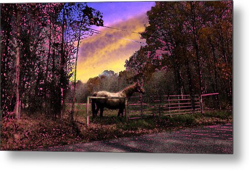 Horse Metal Print featuring the digital art Waiting For The Master by Joyce Wasser