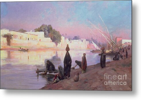 Wash Metal Print featuring the painting Washerwomen on the banks of the Nile by Eugene Alexis Girardet