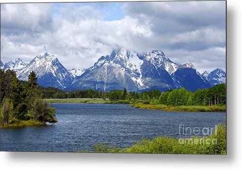 Beauty Metal Print featuring the photograph Weather on the Teton Mountain Range at Oxbow Bend by Lincoln Rogers